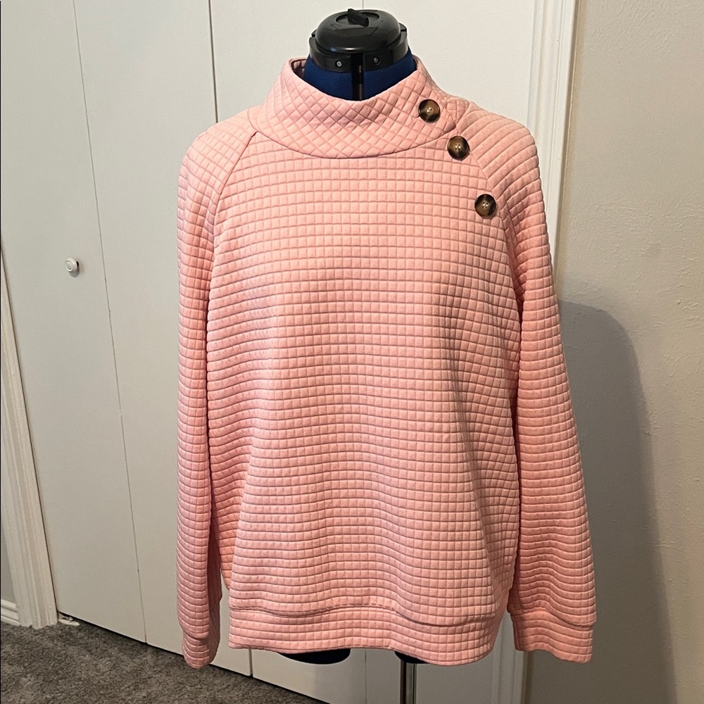 SHEIN Pink Cowl Neck Women's Sweater w/ Waffle Weave Pattern - Picture 2 of 11